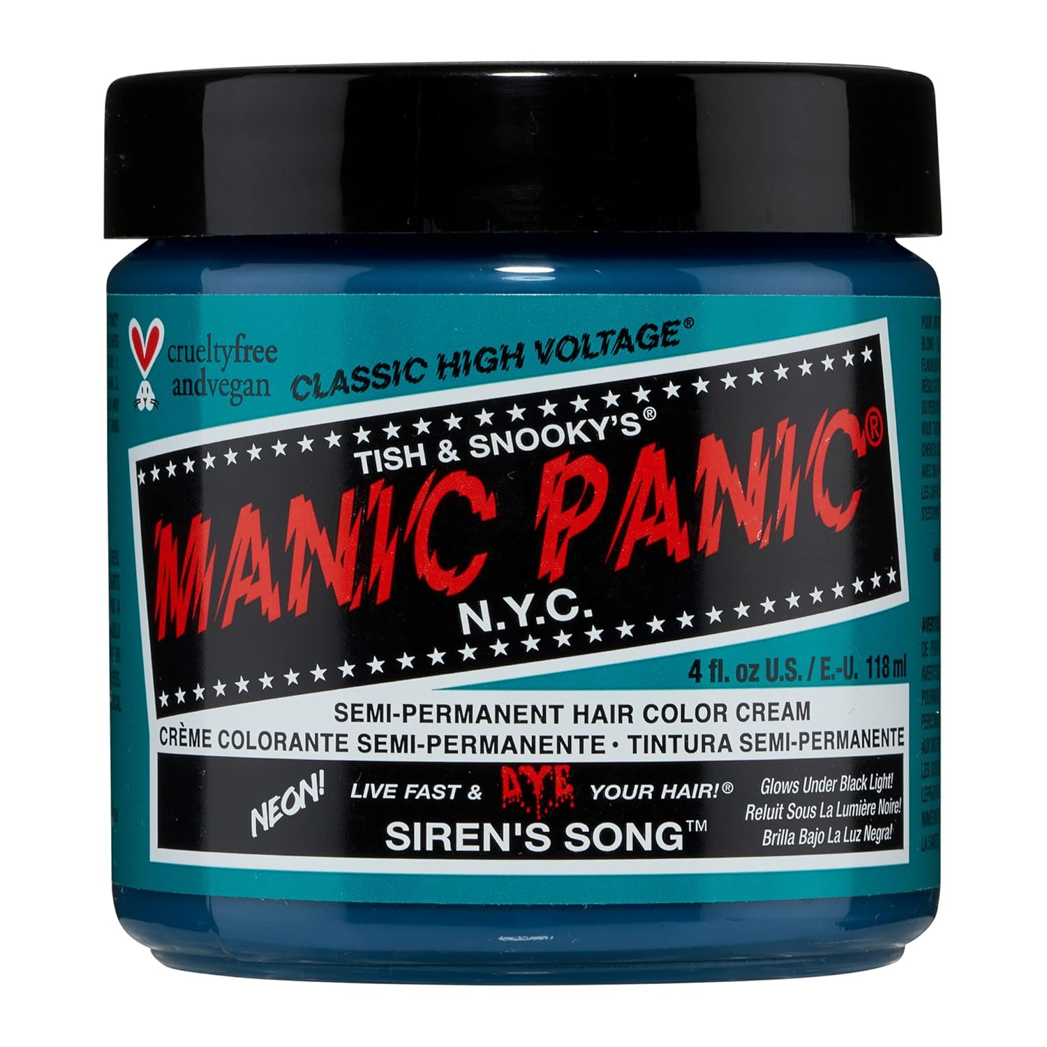 Buy now MANIC PANIC Classic Siren's Song Semi Permanent Hair Color - Neon Blue-Green Hair Dye for Women & Men That Lasts 4-6 Weeks - Vegan, Ammonia & Cruelty-Free - Create & Mix Custom Shades (4oz) Default at indiglob india