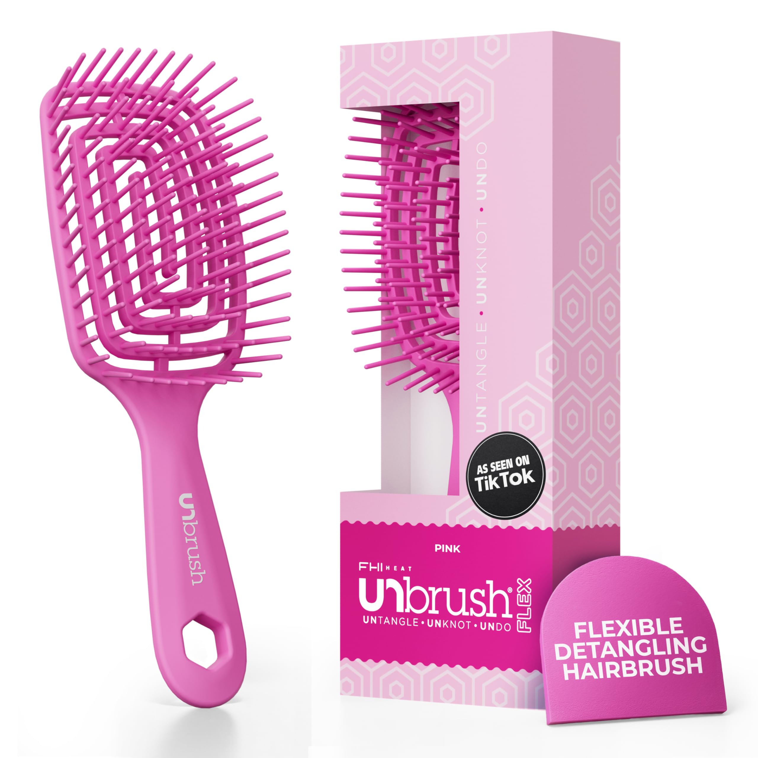 FHI Heat UNbrush Flex Detangling Brush - Ultra Flexible Hairbrush | DuoFlex Anti-Static Bristles for Removing Tangles, Massaging Scalp & Faster Styling - Pain-Free Hair Brush Detangler