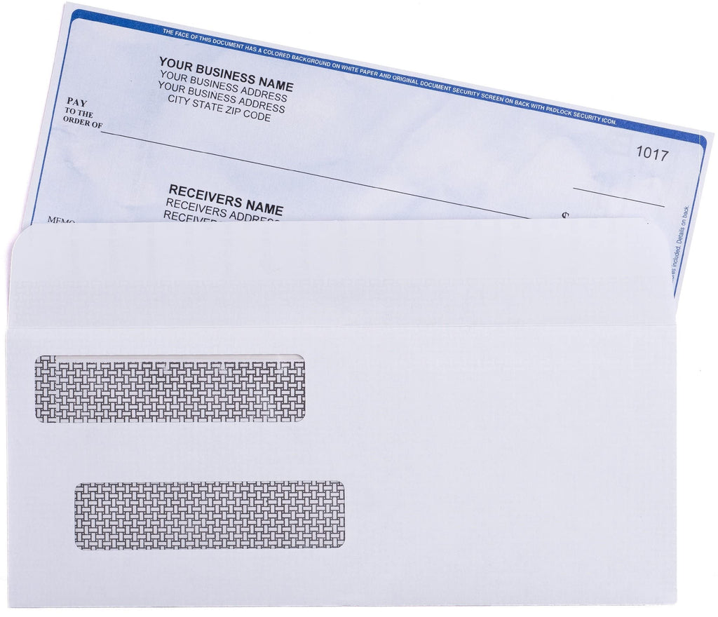 500 Self Seal QuickBooks Double Window Security Check Envelopes - for Business Laser Checks, Ultra Security Tinted, Self Adhesive Peel & Seal White, Size 3 5/8 x 8 11/16-24lb NOT for INVOICES (26865)