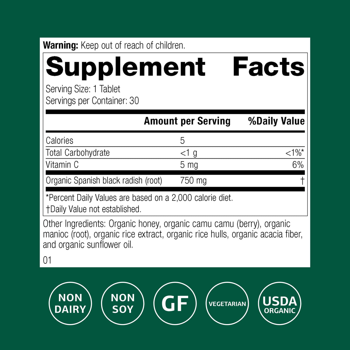 Standard Process Spanish Black Radish, Liver & Gallbladder, 30 Tablets