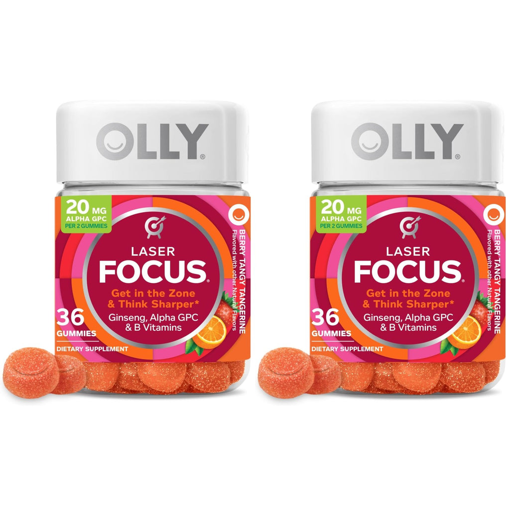 OLLY Laser Focus Gummy Supplement,* Ginseng Extract, Alpha GPC - 36 Count