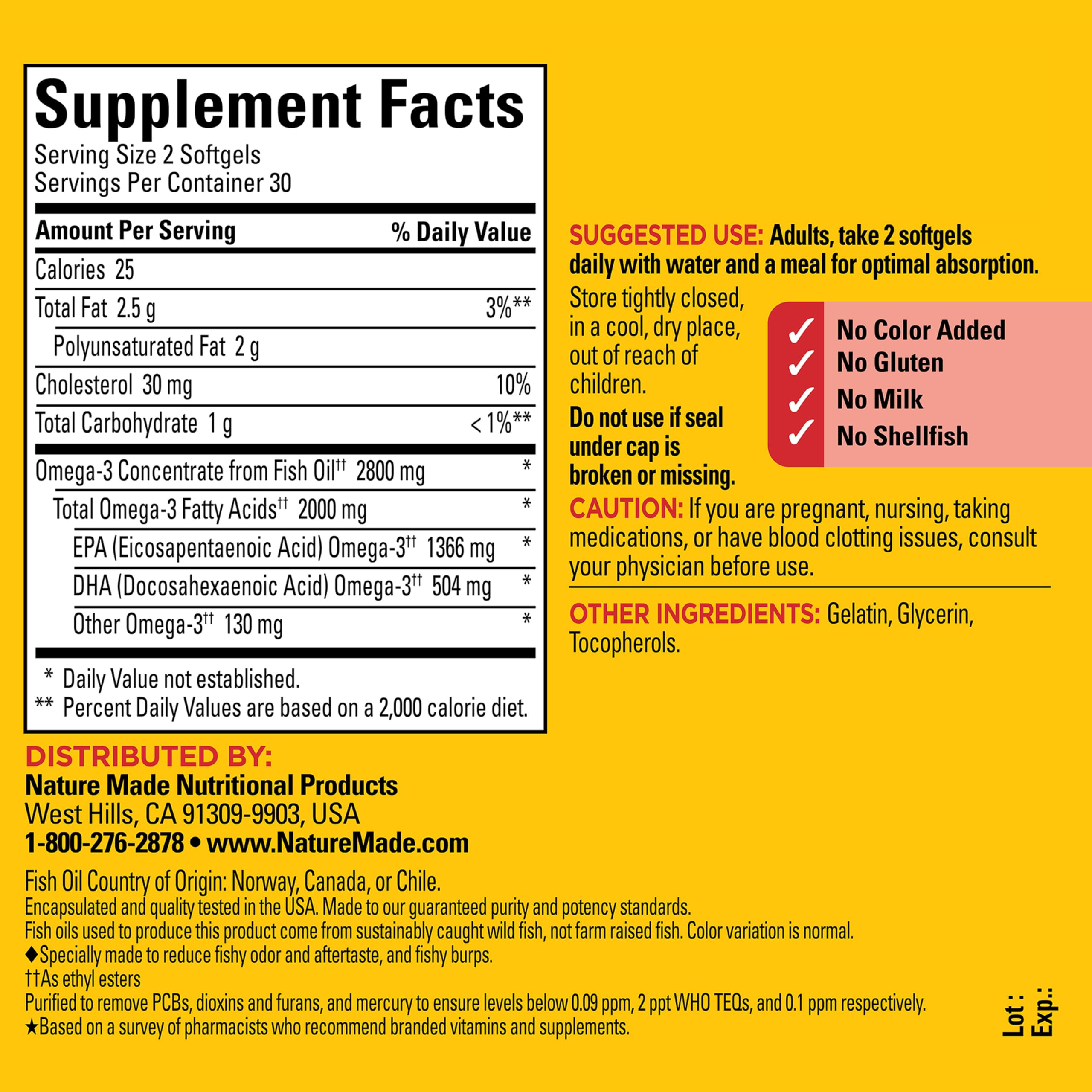 Nature Made Extra Strength Dosage Omega 3 Fish Oil Supplement, 60 Softgels | Fish Oil Omega 3 Supplements as Ethyl Esters for Healthy Heart, Brain, Eye, Mood Support 2800mg per 2 Softgels, 30 Day Supply