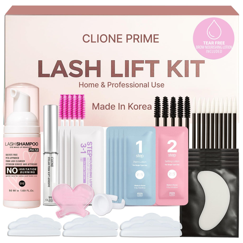 Korean Lash Lift Kit - 5 Sets At Home Eyelash Perm Kit with Upgraded Glue, Eyelash Lift, DIY Lash Perm Easy for Beginner & Professional, Semi Permanent Perming Wave Suitable For Salon & Home