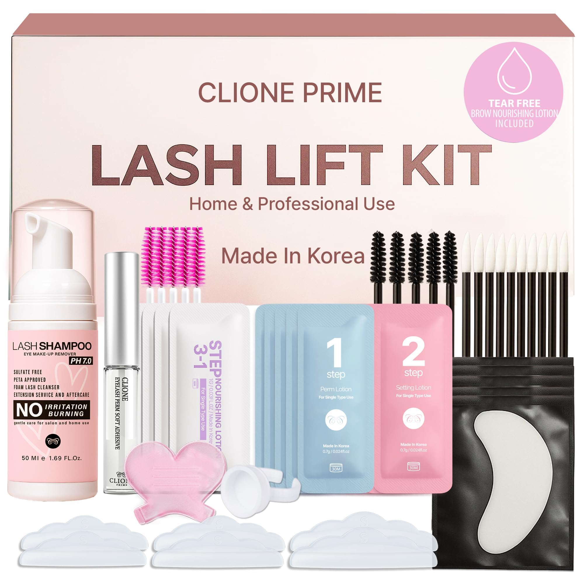Korean Lash Lift Kit - 5 Sets At Home Eyelash Perm Kit with Upgraded Glue, Eyelash Lift, DIY Lash Perm Easy for Beginner & Professional, Semi Permanent Perming Wave Suitable For Salon & Home