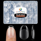 Luckyfairy Extra Short Square Fake Nails, Soft Gel Pre-Shaped Acrylic XS Short Square Nail Tips, Half Matte Full Cover Clear Press on Flase Nail Tips for Nail Extension Home DIY 240pcs/12 Sizes