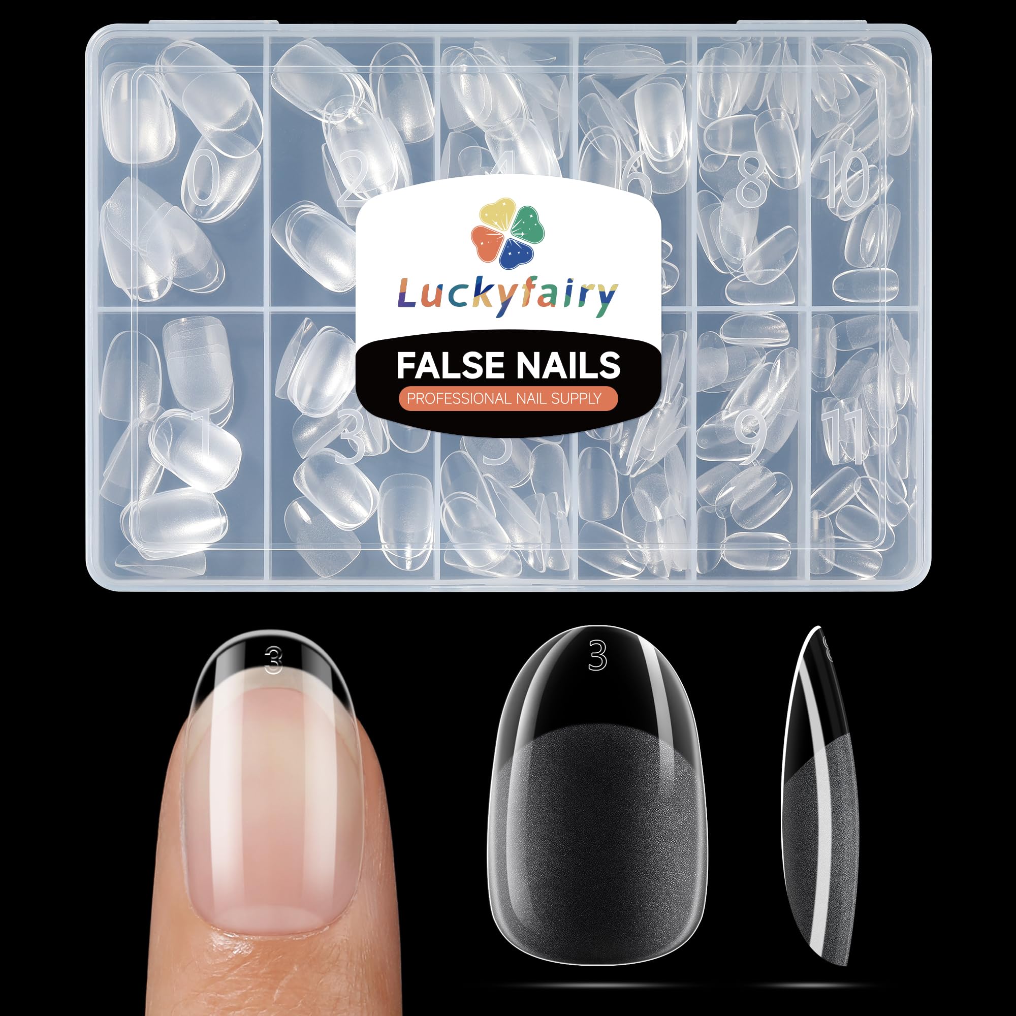 Luckyfairy Extra Short Square Fake Nails, Soft Gel Pre-Shaped Acrylic XS Short Square Nail Tips, Half Matte Full Cover Clear Press on Flase Nail Tips for Nail Extension Home DIY 240pcs/12 Sizes
