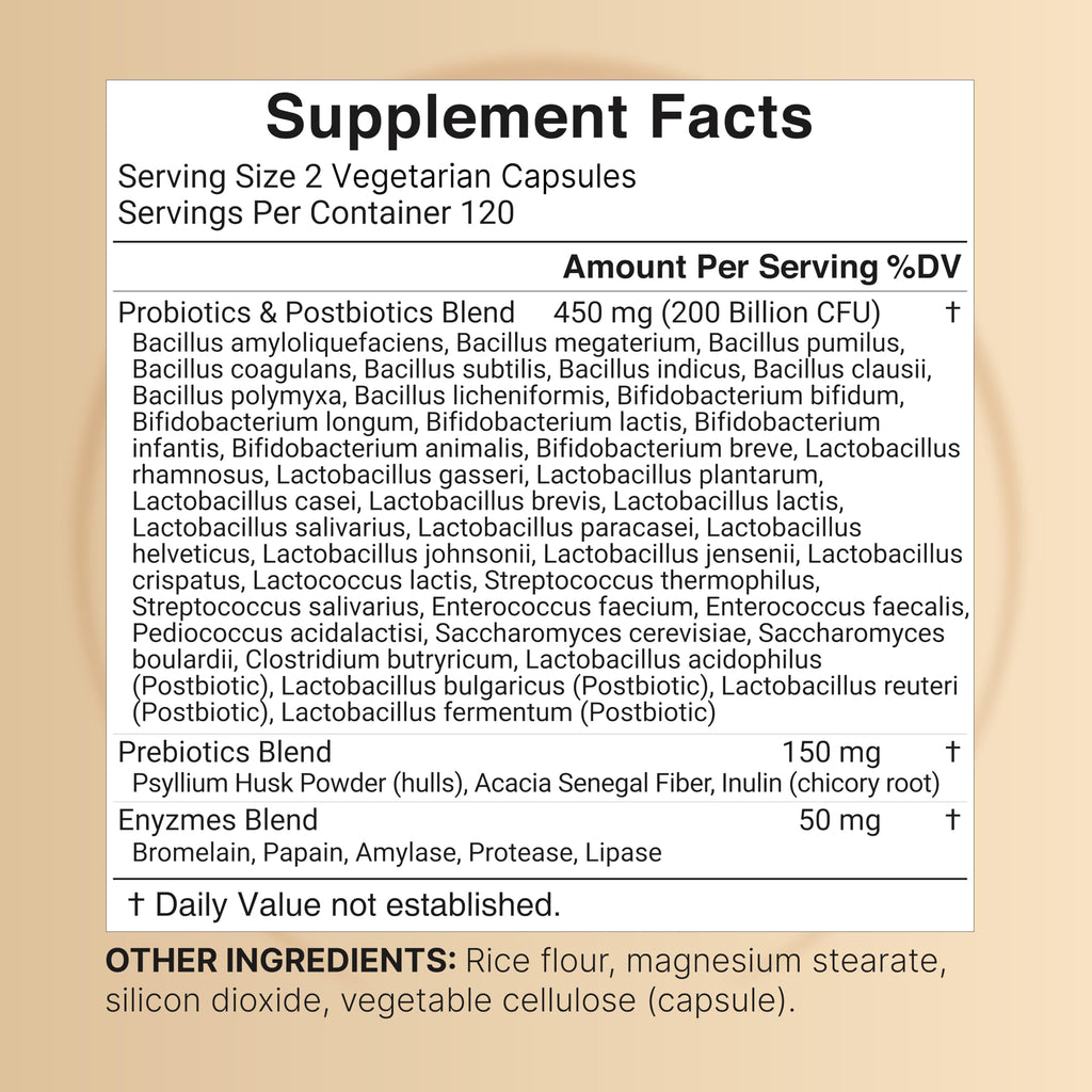 NatureBell Probiotics 200 Billion CFU Per Serving, 40 Strains, 240 Capsules | 4-in-1: Probiotics, Prebiotics, Postbiotics & Enzymes. Full-Spectrum, Multi-Strain. For Men & Women. Vegetarian, Non-GMO.
