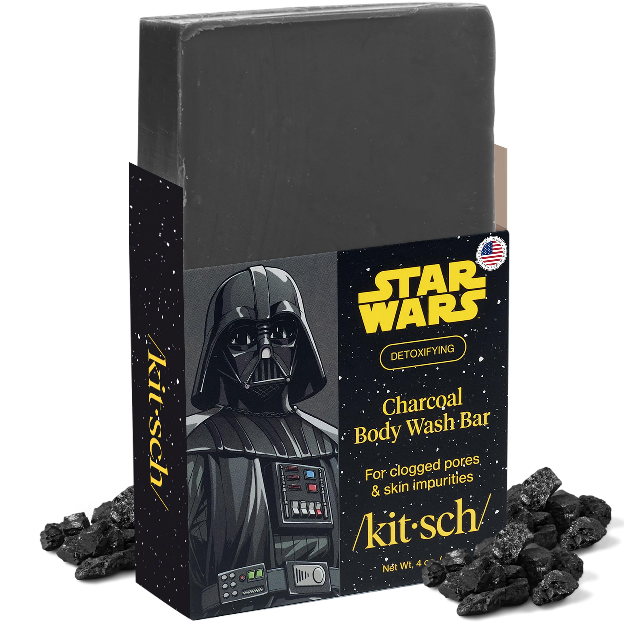 Buy now Kitsch Charcoal Soap Body Wash Bar x Star Wars Darth Æ’?? Detoxifying Bar Soap w/Activated Charcoal Æ’?? Gently Removes Excess Oil & Impurities, Clears Pores, Firms & Moisturizes Skin Æ’?? Made in USA - 4 oz at indiglob india