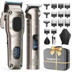 VGRPRO Hair Clippers for Men Professional, Cordless Clipper and Trimmer Set | 7000RPM Grooming Kit with EVA Case, LED display, 14 Guide Combs (including Right & Left Ear Taper Combs), Nose Trimmer Head