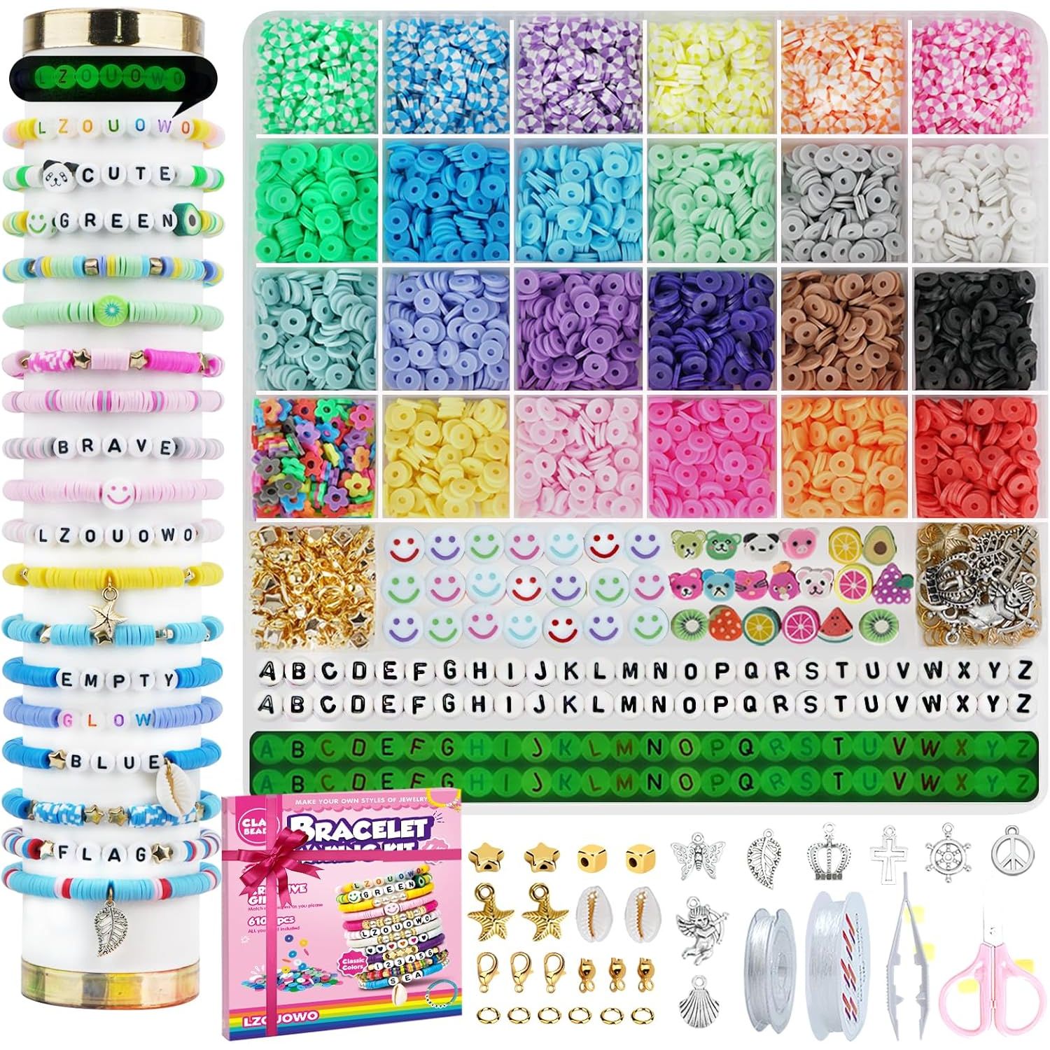 Buy now LZOUOWO 5300 Clay Beads Bracelet Making Aesthetic Kit, Polymer Heishi Preppy Letter Beads for Friendship Bracelet, Pearl Disc Beads Charms for Jewelry Making, DIY Creative Gift for Girls 8-12 Teens 6100pcs at indiglob india