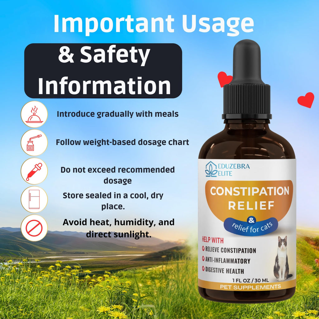 EDUZEBRA Cat Constipation Relief, Constipation Relief for Cat, Cat Laxative Constipation Relief, Cat Stool Softener, Cat Laxative, Promotes Digestive Health.