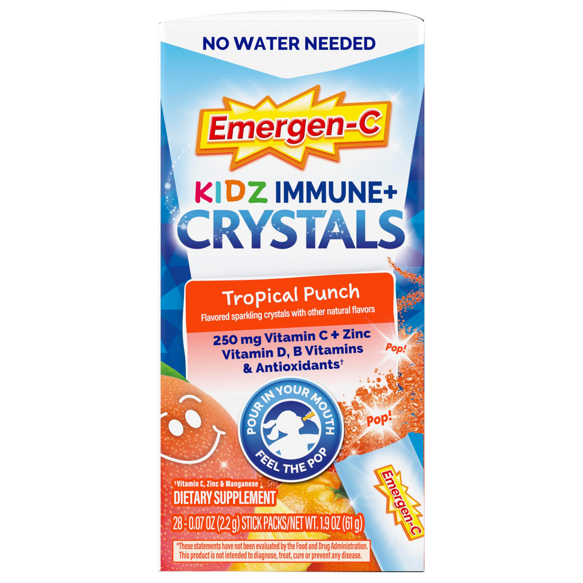 Emergen-C Kidz Vitamin C 250mg, Immune Support, Tropical Punch, 28 Packets