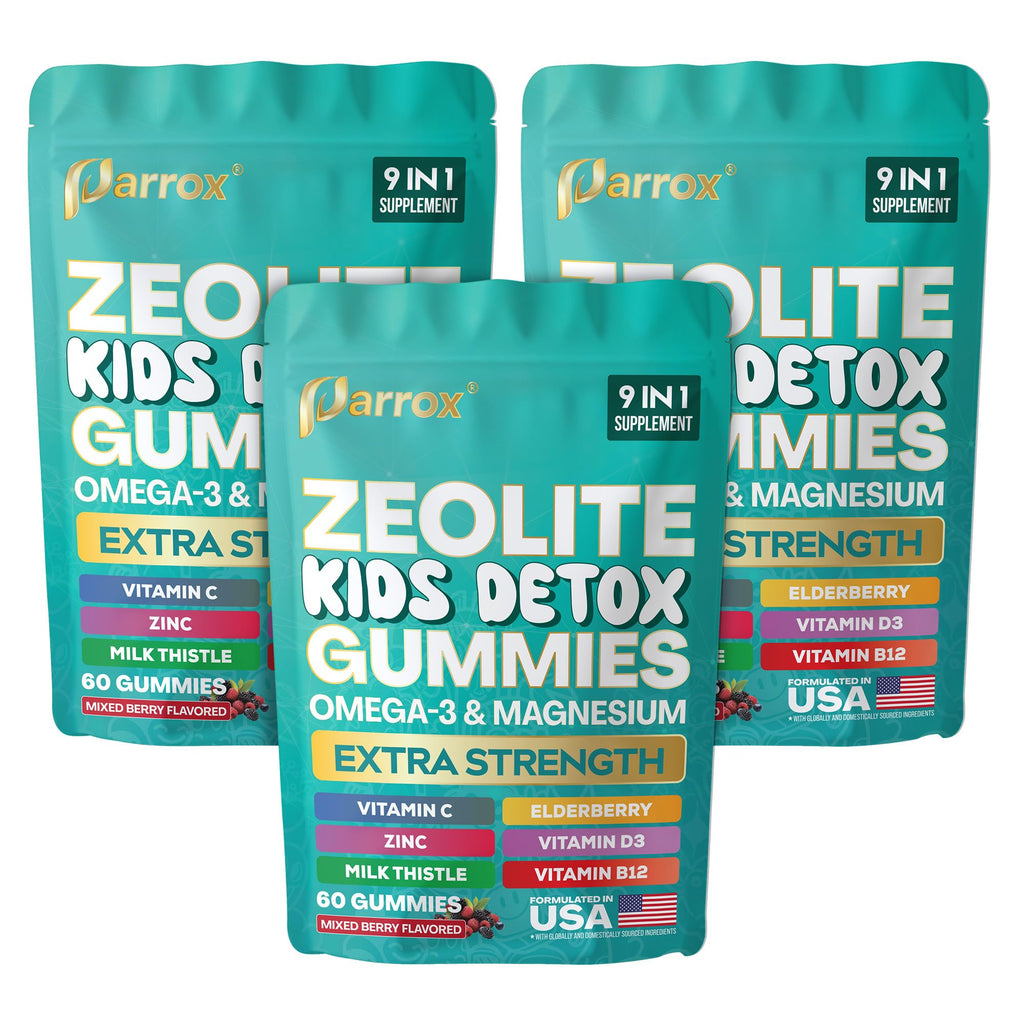 Zeolite Kids Detox Gummies, 9-in-1 Sugar-Free, Mixed Berry, 2 Pack | Extra Strength with Zeolite, Omega-3, Magnesium, Elderberry, Vitamin C, Milk Thistle, Vitamin D3, Zinc, B12