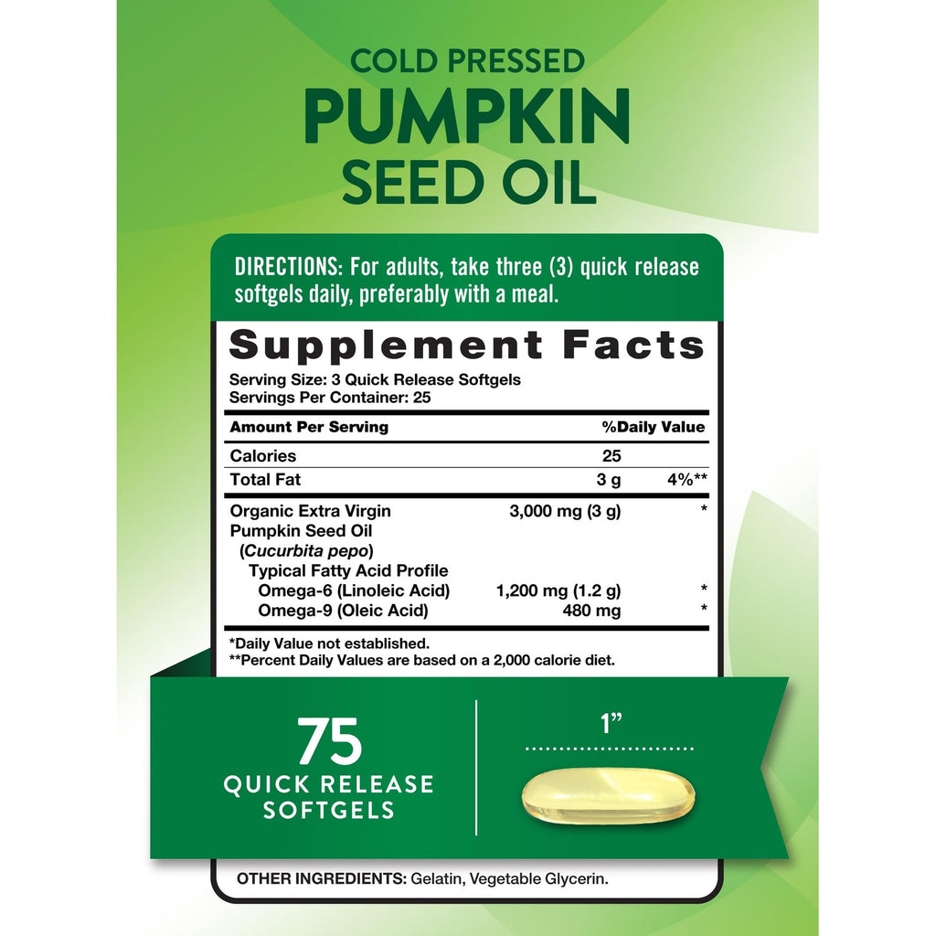 Nature's Truth Pumpkin Seed Oil | 3000mg | 75 Softgels
