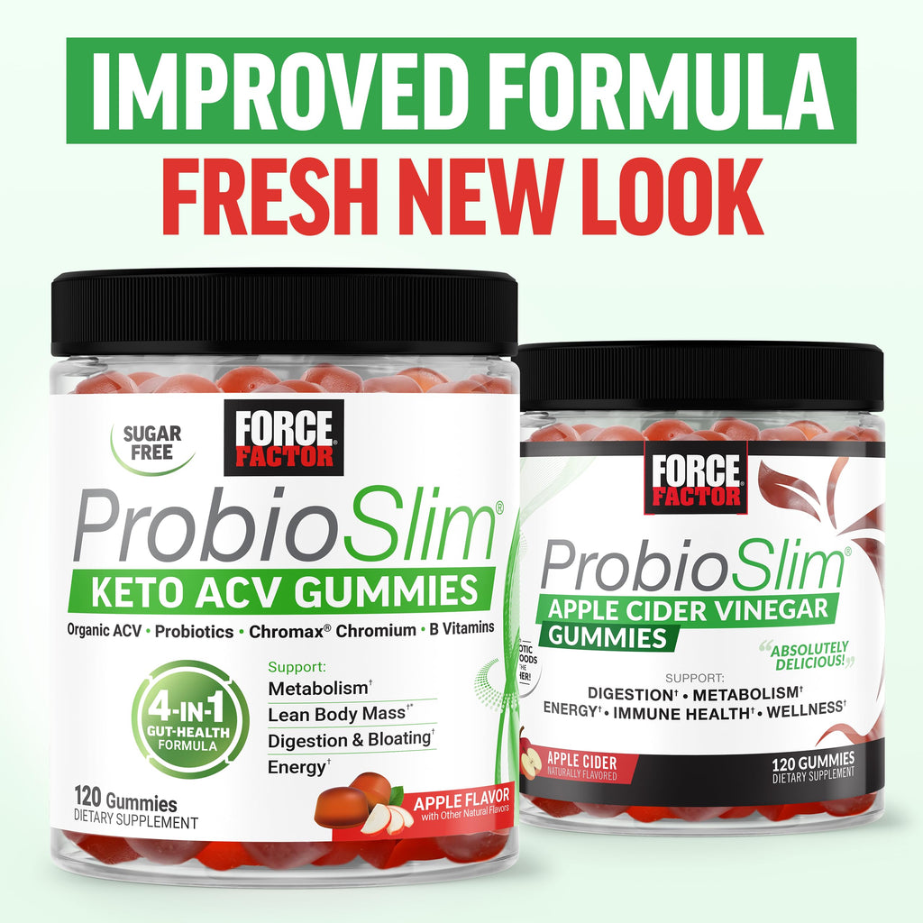 Force Factor ProbioSlim Apple Cider Vinegar Gummies | Keto ACV Gummies with Probiotics & Prebiotics to Support Digestion & Metabolism, Organic, Apple Flavor, 240 Gummies