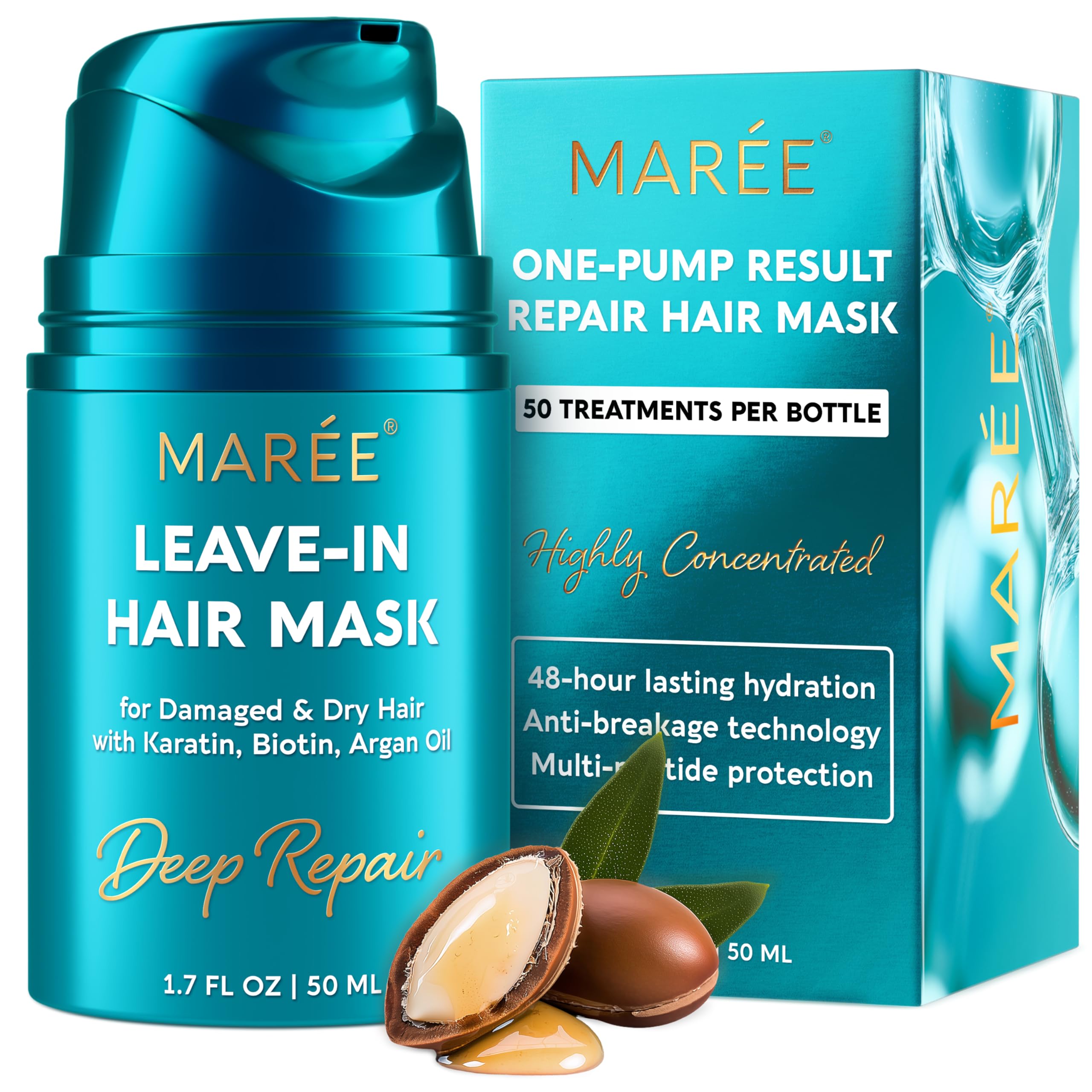 MAREE Leave-In Conditioner Hair Gloss for Dry Damaged Hair, Leave-In Conditioner for Curly Hair, Color Treated