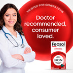 Feosol Original Iron Supplement Tablets, Non-heme, 65mg Iron per Pill, 1 Per Day, 120ct, 4 Month Supply, for Energy and Immune System Support, Made in USA | Iron supplements for energy and immune system support, small coated ferrous sulfate tablets