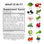 Number One Nutrition USDA Organic and Easy-to-Take Super Greens, Better Than Powder Fruits & Veggies Supplement with 28 Superfood Ingredients Like Alfalfa, Beet Root and Ginger, 120 Tablets