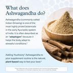 Youtheory Ashwagandha, 1,000 mg, 60 Vegetarian Capsules, 30-Day Supply | Stress and Cortisol Support Supplement*, Adaptogenic Herbal Blend with Organic KSM-66 Ashwagandha and Ginger