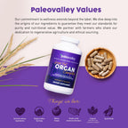 Paleovalley 100% Grass Fed Organ Complex, Beef Liver, Heart and Kidney | Whole Food Multivitamin, Vitamin B12 Supplement, Nutrient Dense Superfood, Freeze Dried, Pasture Raised, Ancestral Nutrition