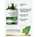 Carlyle Moringa Oleifera Supplement | 180 Capsules | Complete Green Superfood for Women and Men | From Moringa Leaf Powder | Non-GMO and Gluten Free