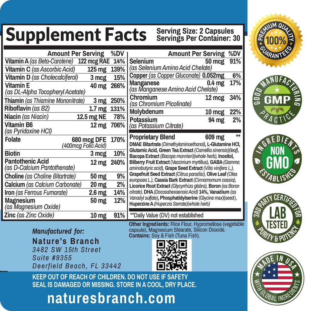 40-in-1 Brain Booster Supplement for Focus, Memory, Clarity, Energy