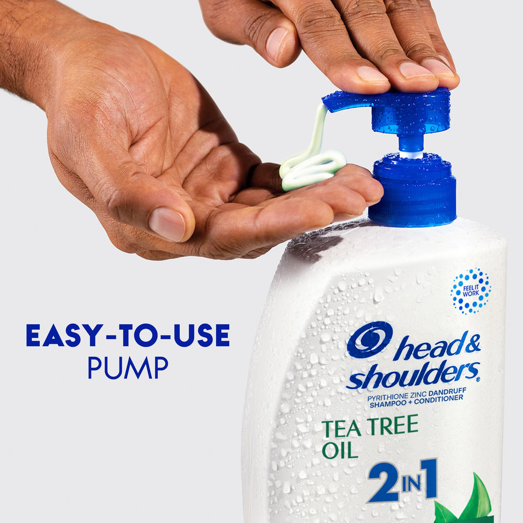 Head & Shoulders Tea Tree Oil 2-in-1 Anti-Dandruff Shampoo and Conditioner, 72-Hour Protection, 1% Pyrithione Zinc, 28.2 fl oz
