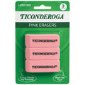 Ticonderoga Wedge Erasers, Pink, 3 Count