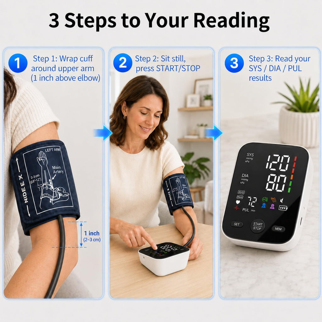 FDA-Cleared Blood Pressure Monitor, Easy One-Touch BP Machine, Wide Cuff