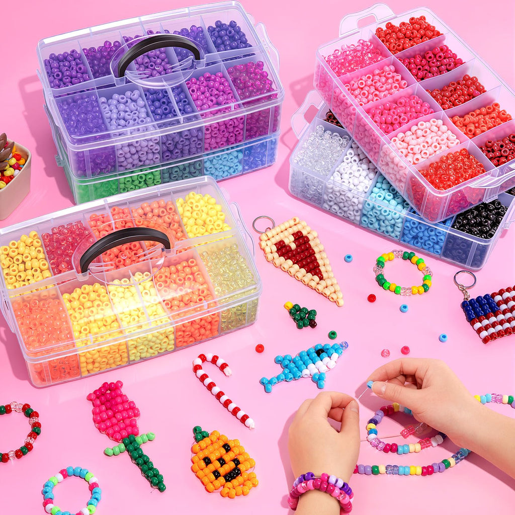 Simetufy 14000Pcs Pony Beads Bulk 50 Colors for Craft Kandi Bracelet Making