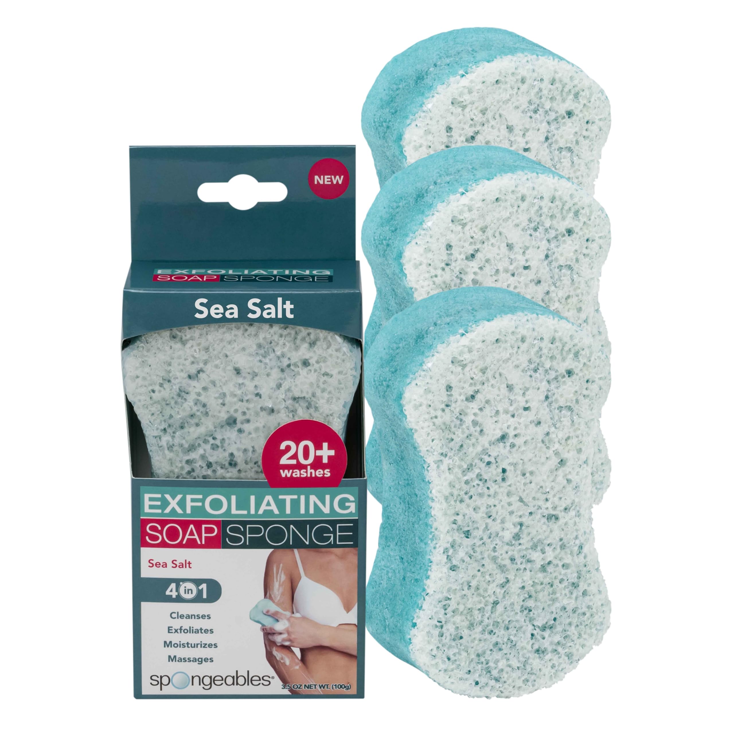 Buy now Spongeables Body Wash in a 20+ Wash Sponge, Sea Salt, 3 Count at indiglob india