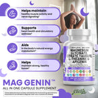 Clean Nutraceuticals Magnesium Glycinate Complex 1000mg with L-Theanine 200mg Apigenin 50mg Citrate Taurate Supplement (60 Count (Pack of 2))