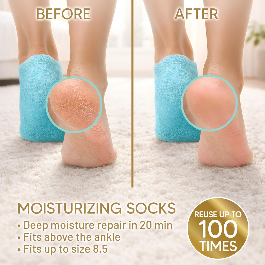 Love Lori Moisturizing Gel Socks for Women - Dry Cracked Feet, S/M | Gel-lined socks for dry, cracked feet - infused with Vitamin E & Jojoba Oil; wear 20 minutes for softer, smoother skin
