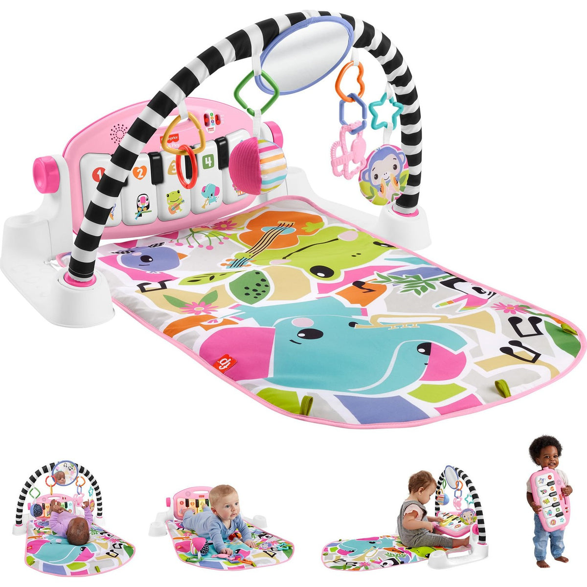 Fisher-Price Glow and Grow Kick & Play Piano Gym, Pink