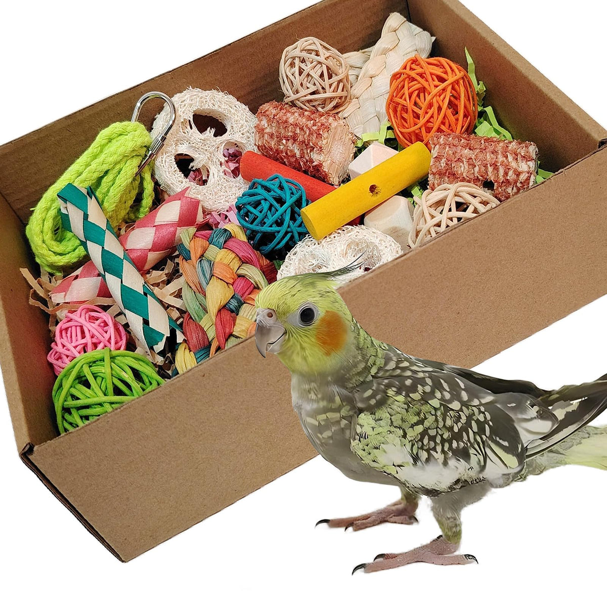 Bird Toys，Colorful Parrot Foraging and Tearing Toy Box