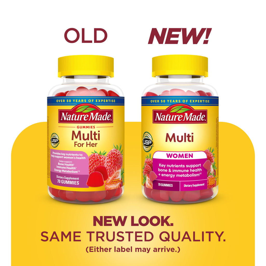 Nature Made Multivitamin for Women, 70 Multi Vitamin Gummies | Womens Gummy Multivitamins for Daily Nutritional Support, Strawberry Flavored, 35 Day Supply