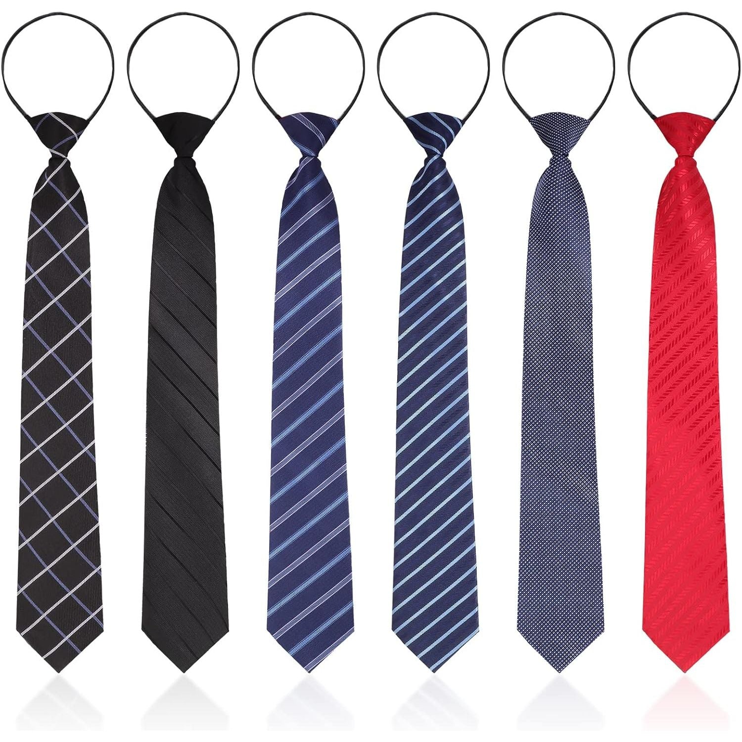Buy now Geyoga 6 Pcs Zipper Ties for Boys Pre Tied Necktie Silky Skinny Ties for Men Long Striped Plaid Tie Novelty Neckties for Business Wedding (Classic Color) at indiglob india
