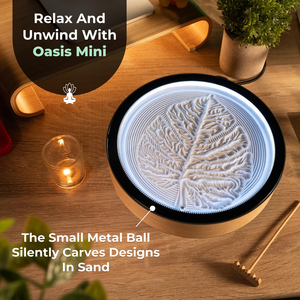 Oasis Mini Sand Art Table, Kinetic Motion Machine, 9 Inch (Mini), Bamboo