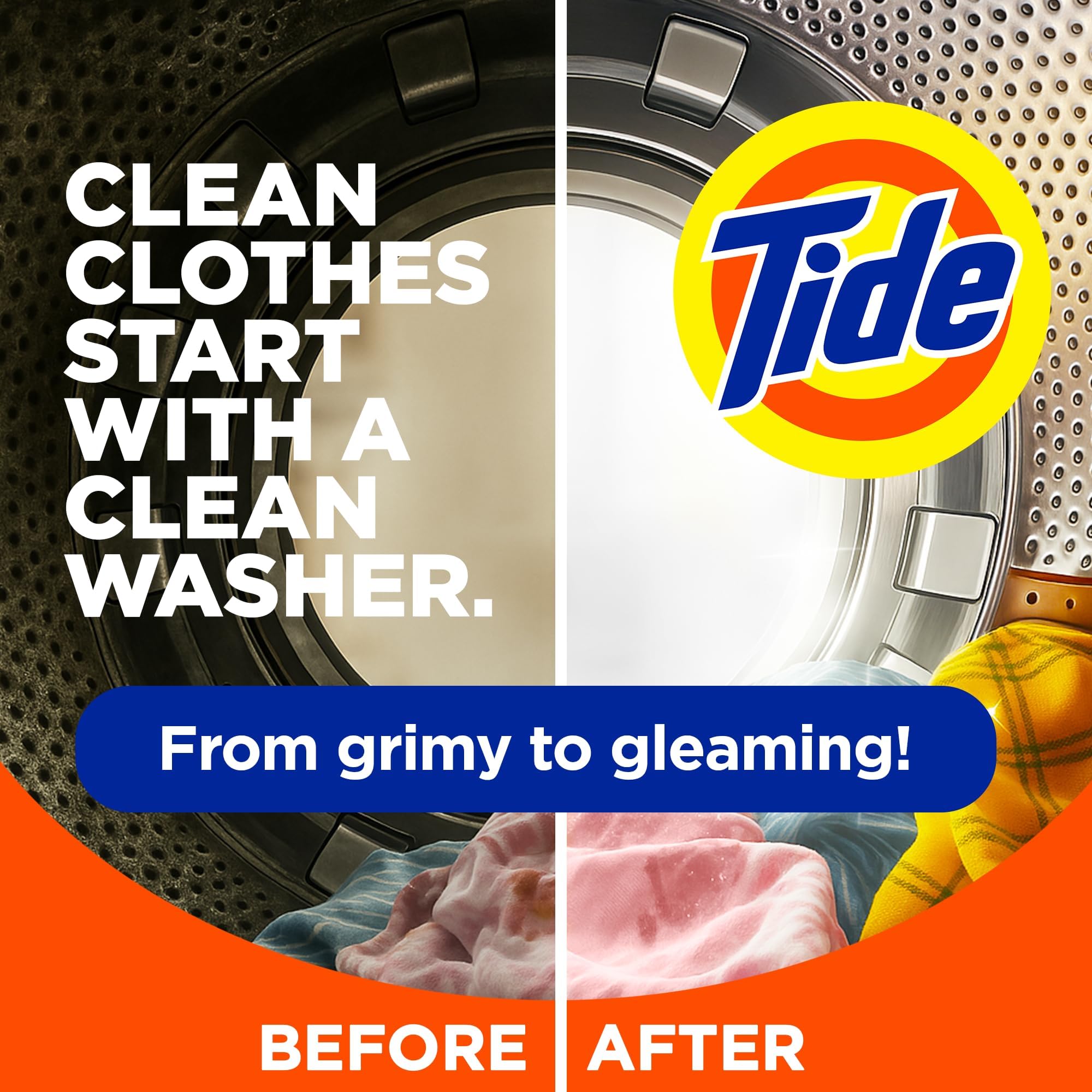 Buy now Washing Machine Cleaner by Tide, Washer Machine Cleaner with Oxi for Front and Top Loader Washer Machines, Deep Cleaning Odor Eliminator, 3 Month Supply at indiglob india