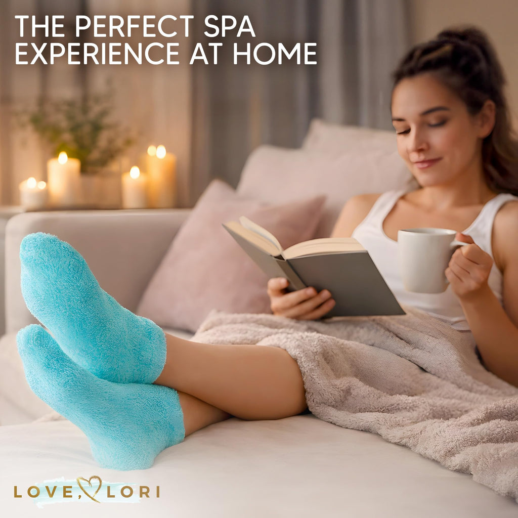 Love Lori Moisturizing Gel Socks for Women - Dry Cracked Feet, S/M | Gel-lined socks for dry, cracked feet - infused with Vitamin E & Jojoba Oil; wear 20 minutes for softer, smoother skin