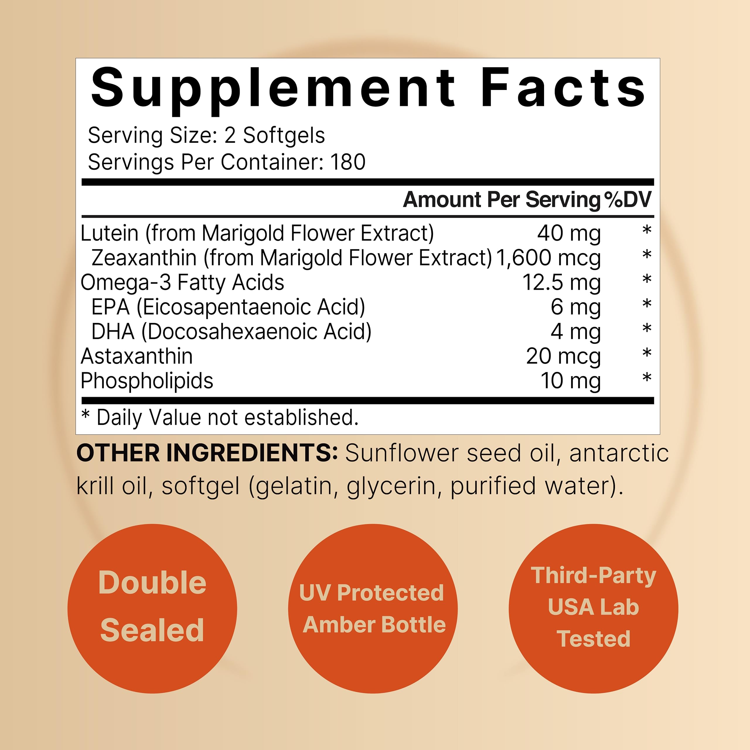Lutein 40mg + Zeaxanthin 1,600mcg, 360 Softgels | 4-in-1 Formula with Astaxanthin, Omega-3 & Phospholipids | Marigold Flower Extract | Supports Eye, Brain & Vision Health | Non-GMO, Gluten Free