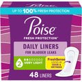 Buy now Poise Daily Liners, Incontinence Panty Liners for Bladder Leaks, 2 Drop Very Light Absorbency, Regular Length, 48 Count of Pantiliners, Packaging May Vary Default at indiglob india