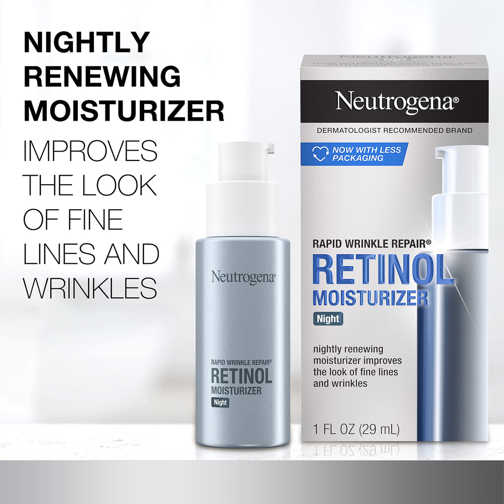 Buy now Neutrogena Rapid Wrinkle Repair Retinol Face Moisturizer Night Cream, Anti-Aging Face Cream with Retinol & Hyaluronic Acid, 1 fl. oz + Trial Size Hydro Boost Facial Cleanser, 0.5 fl. oz at indiglob india