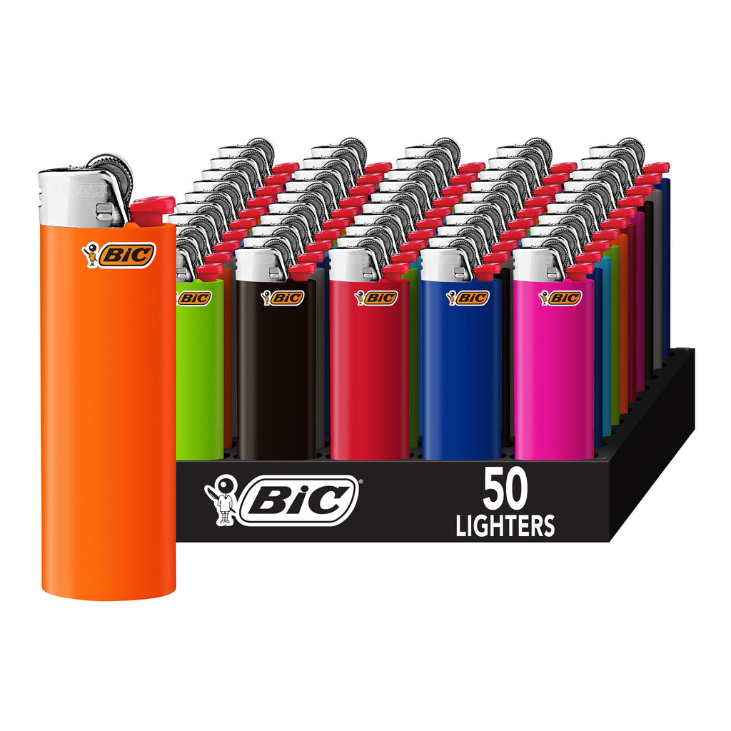 BIC Classic Lighter, Assorted Colors, 50-Count Tray, Assortment May Vary