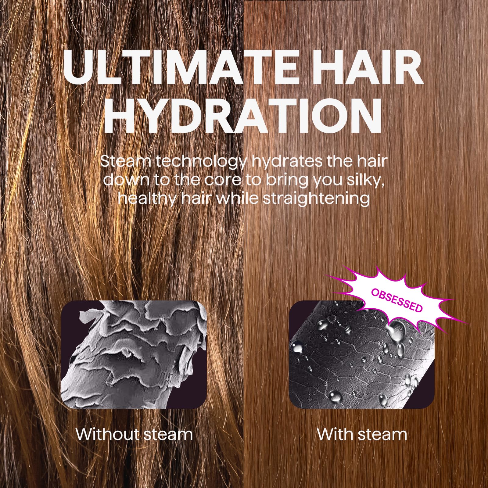 Wavytalk Pro Steam Hair Straightener Brush Steamline Pro Straightener Brush | 3-in-1 Straightening Brush for Coily Hair, Fast Salon Results with Less Damage, Anti-Frizz and Hair Nourishment