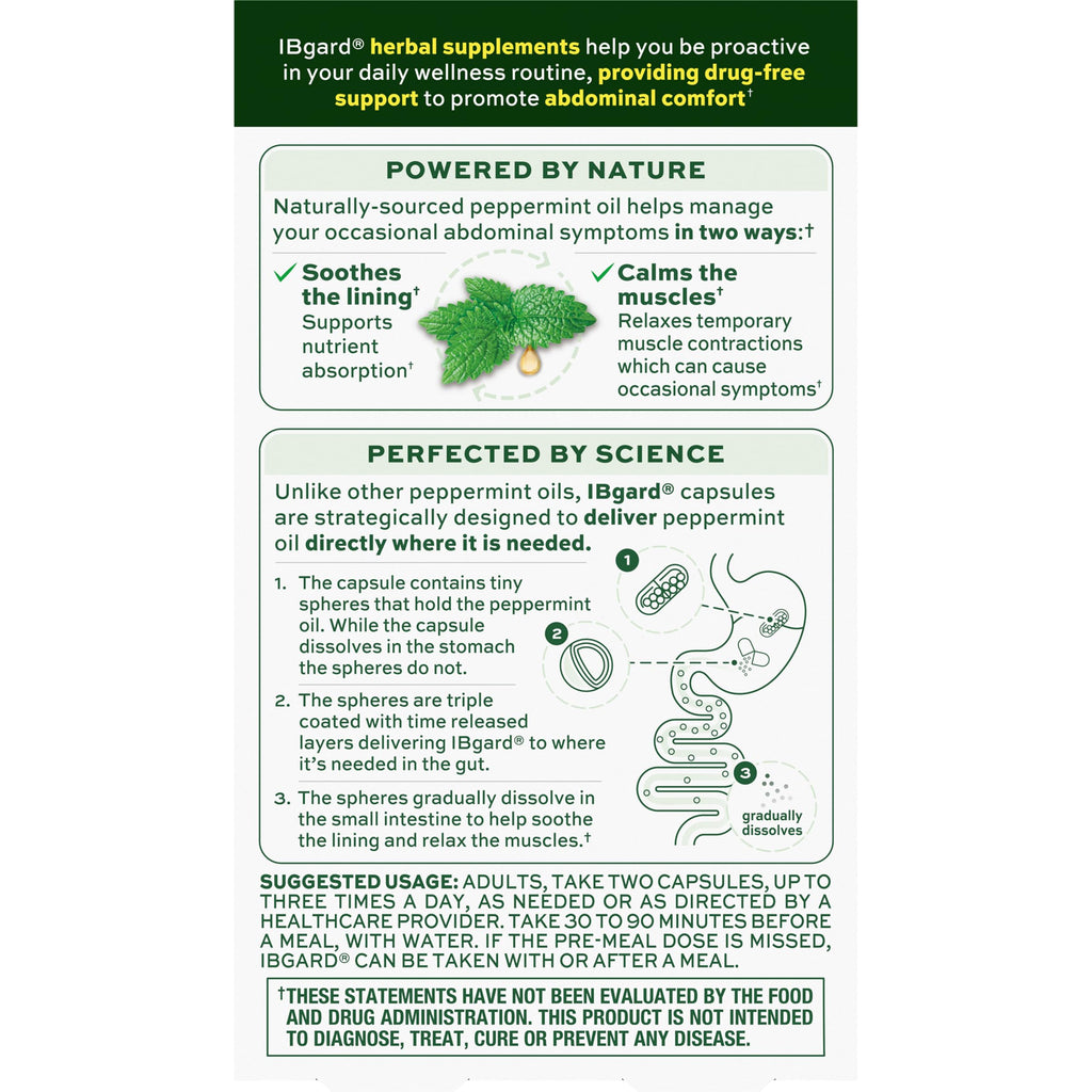 IBgard Peppermint Oil Capsules, 12 Capsules | Gut Health Supplement, Peppermint Oil for Abdominal Comfort