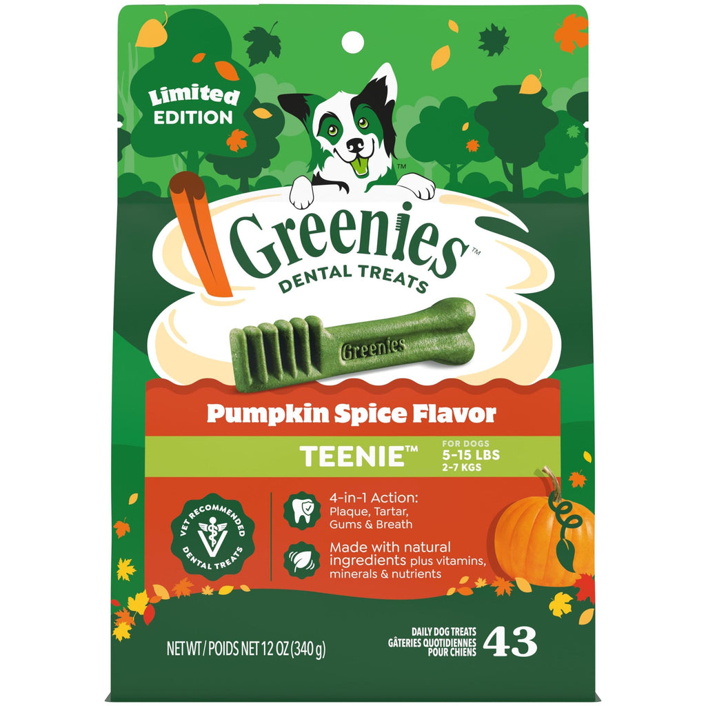 Greenies Teenie Natural Dental Dog Treats, Pumpkin Spice Flavor, 43 Count