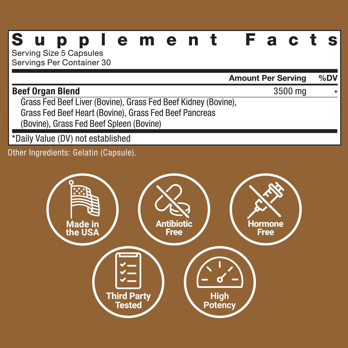 Force Factor Primal Origins Grass-Fed Beef Organs Supplement
