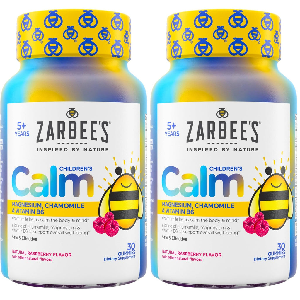 Zarbee's Kids Calm Gummies with Magnesium, Raspberry, 30 ct | For Kids Ages 5+ Years, Melatonin-Free, Support for a Calm Mind & Body, Chamomile & Vitamin B6