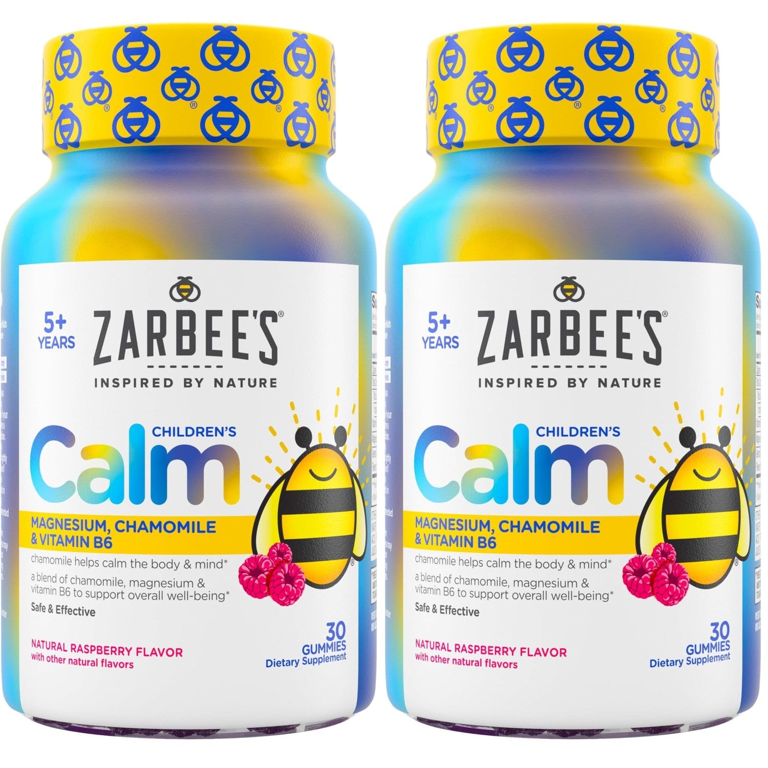 Zarbee's Kids Calm Gummies with Magnesium, Raspberry, 30 ct | For Kids Ages 5+ Years, Melatonin-Free, Support for a Calm Mind & Body, Chamomile & Vitamin B6